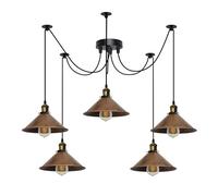 LEDSone Industrial 5 Heads DIY Spider Pendant Ceiling Light Fitting Cone Shades E27 Vintage Hanging Chandelier Halloween String Lights for Cafe Dining Restaurant Hotel Bar Hall