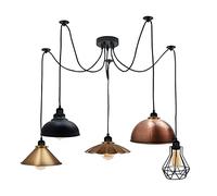 LEDSone Industrial 5 Heads DIY Spider Pendant Ceiling Light Fitting Multi Shades E27 Vintage Hanging Chandelier Halloween String Lights for Cafe Dining Restaurant Hotel Bar Hall