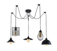 LEDSone Industrial 5 Heads Spider Pendant Light, Metal Chandelier, E27 Bulb Sockets, Adjustable 2M Cables, Loft Ceiling Lighting for Living Room, Bedroom, Hall
