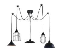LEDSone Industrial 5 Heads Spider Pendant Light, Metal Chandelier, E27 Bulb Sockets, Adjustable 2M Cables, Loft Ceiling Lighting for Living Room, Bedroom, Hall