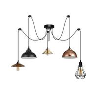 LEDSone Industrial 5 Lights Spider Pendant Lighting Multiple Shade E27 Bulb Sockets DIY Hanging Sputnik Ceiling Chandelier for Loft, Living Room, Bedroom, Hall (Style 5 with Bulb)