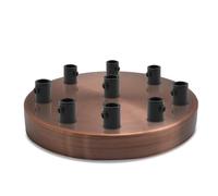 LEDSone Industrial 9 Out Ceiling Rose Light Fitting Ceiling Canopy Light Kit 120mm for Pendant Light Ceiling light Wall lamp Chandelier, Copper Nine Hole with Ceiling Plate Bracket.