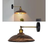 LEDSone Industrial Adjustable Wall Light, Vintage Metal Dome Wall Sconce Lamp, E27 Indoor Wall Mounted Lighting Fixture for Bedroom, Living Room, Kitchen, Hallway, Cafe, Restaurant