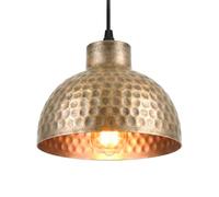 LEDSone Industrial Antique Bronze Hammered Round Shade Pendant Light, Metal Ceiling Hanging Lamp with 1m Adjustable Cable, Rustic Retro Lighting for Kitchen Island, Dining Room, Bar & Cafe
