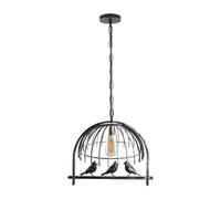 Ledsone Industrial Birdcage Pendant Ceiling Light Brushed Silver Gloss Metal Easy Fit Decorative Lampshade Adjustable Cable