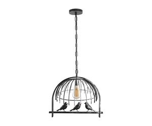 LEDSone Industrial Birdcage Pendant Ceiling Light Brushed Silver Gloss Metal Easy Fit Decorative Lampshade Adjustable Cable for Kitchen Living Room Bedroom Parties