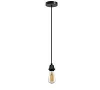 LEDSone Industrial Black Ceiling Pendant Light Fitting E27 Bulb Holder with 95cm Braided Flex Cable Single Way Hanging Lamp for Bedroom, Kitchen, Bar & Home Decor