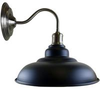 Industrial Black Gooseneck Wall Light - Vintage Barn-Style Indoor Sconce with 32cm Dome Shade, Metal Construction, E27 Base - Lighting for Porch, Garden, or Indoor Décor