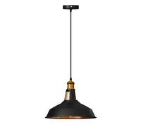 LEDSone Industrial Black Inner Gold Ceiling Pendant Light Shades, Easy Fit Hanging Light Shade Retro Vintage Style Pendant Lamp Shade for Pendant Ceiling Lights (Bran Slotted with Bulb)