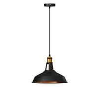 LEDSone Industrial Black Inner Gold Ceiling Pendant Light Shades, Easy Fit Hanging Light Shade Retro Vintage Style Pendant Lamp Shade for Pendant Ceiling Lights (Bran Slotted Without Bulb)