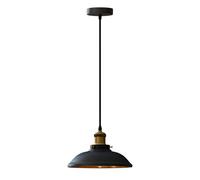 LEDSone Industrial Black Inner Gold Ceiling Pendant Light Shades, Easy Fit Hanging Light Shade Retro Vintage Style Pendant Lamp Shade for Pendant Ceiling Lights (Hemp with Bulb)