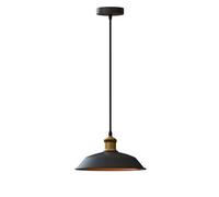 LEDSone Industrial Black Inner Gold Ceiling Pendant Light Shades, Easy Fit Hanging Light Shade Retro Vintage Style Pendant Lamp Shade for Pendant Ceiling Lights (Big Curved Without Bulb)
