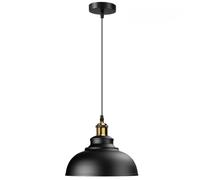 LEDSone Industrial Black Pendant Ceiling Light, 29cm Retro Vintage Style Curvy Dome Shaped Pendant Lamp Shade for Home Décor & Improvement Essential