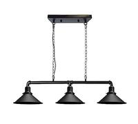 LEDSone Industrial 3 Way Vintage Retro Style Black Steampunk Pipe Light Bar with Lamp Shade Pendant Light Fitting Metal Pipe Lighting Ceiling Light UK