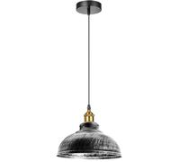 LEDSone Industrial Brushed Silver Pendant Ceiling Light, 29cm Retro Vintage Style Curvy Dome Shaped Pendant Lamp Shade for Home Décor & Improvement Essential