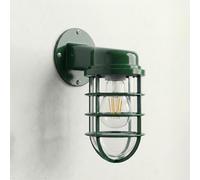 LEDSone Industrial Cage Wall Light Bulkhead Metal Indoor Nautical Wall Sconce E27 60W Vintage Wire Guard Lamp (No Bulb) (Green)