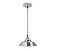 LEDSone Industrial Ceiling Chrome Pendant Light, Retro Style 22cm Metal Lamp Shade, Height Adjustable 1m Cable with E27 Edison Holder Hanging Vintage Lamp Fitting for Kitchen Island, Living Room