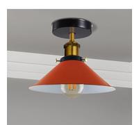 LEDSone Industrial Ceiling Light E27 Flush Mount Metal 22cm Orange Lampshade for Livingroom Bedroom Hallway Bar with Bulb