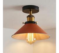 LEDSone Industrial Ceiling Light E27 Flush Mount Metal 22cm Orange Lampshade Hardwired for Livingroom Bedroom Hallway Bar with Bulb