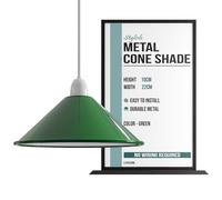 LEDSone Industrial Ceiling Pendant Ceiling Light Shades, 22cm Retro Vintage Style Cone Shaped Pendant Lamp Shade for Pendant Lights (Free Reducer Plate)(Green)