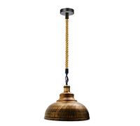 LEDSone Industrial Ceiling Pendant Light 29cm Brushed Copper Metal Shade Hemp Rope Adjustable Vintage Retro Style Hanging Light for Bedroom Living Room Kitchen Dining Room Caffe