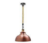 LEDSone Industrial Ceiling Pendant Light 29cm Copper Metal Shade Hemp Rope Adjustable Vintage Retro Style Hanging Light for Bedroom Living Room Kitchen Dining Room Caffe