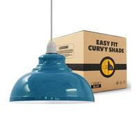 LEDSone Industrial Ceiling Pendant Light Shades, Retro Vintage Style Curvy Dome Shaped Shade 29cm Metal Pendant Lamp Shade for Pendant Ceiling Lights for Pubs, Cafes, and Restaurants A (Cyan Blue)