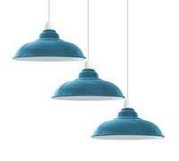 LEDSone Industrial Ceiling Pendant Light Shades, Retro Vintage Style Curvy Shaped Pendant Lamp Shade for Pendant Ceiling Lights (Cyan Blue - 3 Pack)