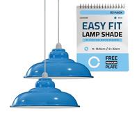 LEDSone Industrial Ceiling Pendant Light Shades, Retro Vintage Style Curvy Shaped Pendant Lamp Shade for Pendant Ceiling Lights (Cyan Blue - 2 Pack)