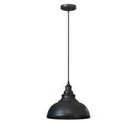 LEDSone Industrial Ceiling Pendant Lighting-Black 29cm Curvy Metal Shade LED E27 Base 95cm Adjustable Hanging Lamp for Bedroom, Kitchen Restaurant Cafe