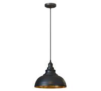 LEDSone Industrial Ceiling Pendant Lighting - Black 29cm Curvy Metal Shade LED E27 Base 95cm Adjustable Hanging Lamp for Bedroom, Kitchen Restaurant Cafe