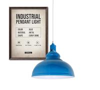 LEDSone Industrial Curvy Dome Pendant Light 95cm Adjustable Hanging Ceiling Fixture Metal Blue E27 Pendant Light Fitting for Home Decor, Restaurants, Cafes, Bars, Offices and Stylish Spaces