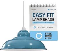 LEDSone Industrial Cyan Blue Semi Curvy Metal Ceiling Lamp Shade 32cm Easy Fit Light Modern Hanging Pendant Ceiling Light Shade for Bedroom, Hallway, Office Industrial Kitchen