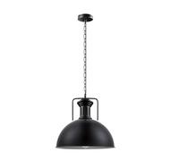 LEDSone Industrial Dome Pendant Light Black Finish Ceiling Hanging Lamp with Adjustable Chain Vintage Factory Style UK Kitchen Island Dining Room Bar Restaurant