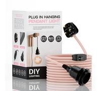 Ledsone Industrial E27 Hanging Pendant Light Plug-In Dimmer Switch 4M Rose Gold Fabric Cable
