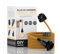 Ledsone Industrial E27 Plug-In Lamp Holder, Pendant Light With Dimmer Switch, 4M Gold Fabric Cable