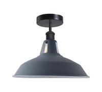 LEDSone Industrial Farmhouse Semi Flush Ceiling Light Grey Metal Shade E27 Base Removable Vintage Retro Style Kitchen Dining Room Hallway Corridor Bedroom Living Room Porch Balcony Loft Foyer