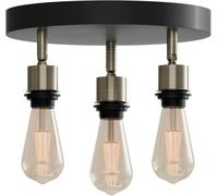 LEDSone Industrial-Flush Mount Ceiling Light Fixture, 3 Rotatable 180° Adjustable Heads, Modern Small Black Ceiling Lamp for Hallway Lighting, Bedroom, Kitchen, Living Room (Green Brass with Bulb)
