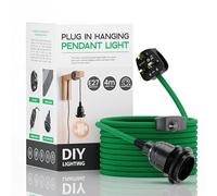 LEDSone Industrial Hanging Pendant Light with Plug-in, E27 Suspended Lamp Holder, 4m Fabric Flexible Cable with Dimmer Switch for Ceiling Hanging Lights (Green)