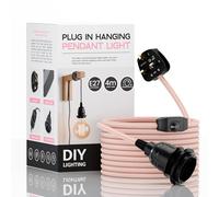 LEDSone Industrial Hanging Pendant Light with Plug-in, E27 Suspended Lamp Holder, 4m Fabric Flexible Cable with Dimmer Switch for Ceiling Hanging Lights (Rose gold)