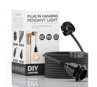 LEDSone Industrial Hanging Pendant Light with Plug-in, E27 Suspended Lamp Holder, 4m Fabric Flexible Cable with Dimmer Switch for Ceiling Hanging Lights (Black)