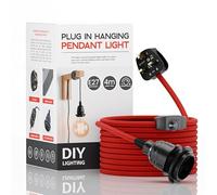 LEDSone Industrial hanging Pendant Light with plug-in, E27 Suspended Lamp Holder, 4m Fabric Flexible Cable with Dimmer Switch for Ceiling Hanging Lights(Red)