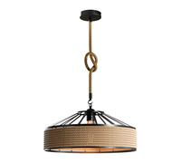 LEDSone Industrial Hemp Pendant Light 40cm Metal Shade E27 Ceiling Lamp 2m Rope Hanging Light for Kitchen Dining Living Room Vintage Black