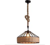 LEDSone Industrial Hemp Rope Pendant Light- 40cm Industrial Retro Ceiling Light Fixure with 1m Knotable Rope for Living Room Bedroom Kitchen Rustic Home Decor