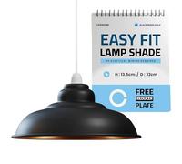 LEDSONE Industrial Lampshade Metal Black Inner Gold 32cm Easy Fit with Reducer Plate Modern Hanging Pendant Light Shade for Bedroom, Hallway, Office, Kitchen, Dining Room, Cafe, Bar, Restaurtant