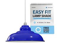 LEDSONE Industrial Lampshade Metal Navy Blue 32cm Easy Fit with Reducer Plate Modern Hanging Pendant Light Shade for Bedroom, Hallway, Office, Kitchen, Dining Room, Cafe, Bar, Restaurtant