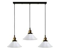 LEDSone 3 Head Modern Vintage Industrial Hanging Light Loft Style Metal Rectangle Ceiling Pendant Lampshade Fixture Home UK E27 Lighting Kit for Kitchen Island E27 Lighting, White