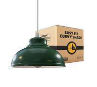 LEDSone Industrial Metal Green Ceiling Pendant Light Shades, 29cm Retro Vintage Style Curvy Dome Shaped Easy fit Lamp Shade for Pendant Ceiling Lights for Light Fixture Pub Cafe Restaurants