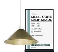 LEDSone Industrial Metal Lamp Shade 22cm Wide, 10cm Height,Brushed Brass Vintage Cone Pendant Light Cover, Modern Retro Ceiling Lighting for Kitchen, Dining Room Easy Fit Light Shade