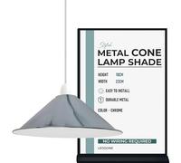 LEDSONE Industrial Metal Lamp Shade 22cm Wide, 10cm Height,Vintage Cone Pendant Light Cover, Modern Retro Ceiling Lighting for Kitchen, Dining Room Easy Fit Light Shade (Chrome)